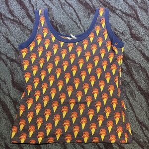 Vintage Size Medium? Ice Cream Print Tank Top Vest Parlor Funky 17" PTP